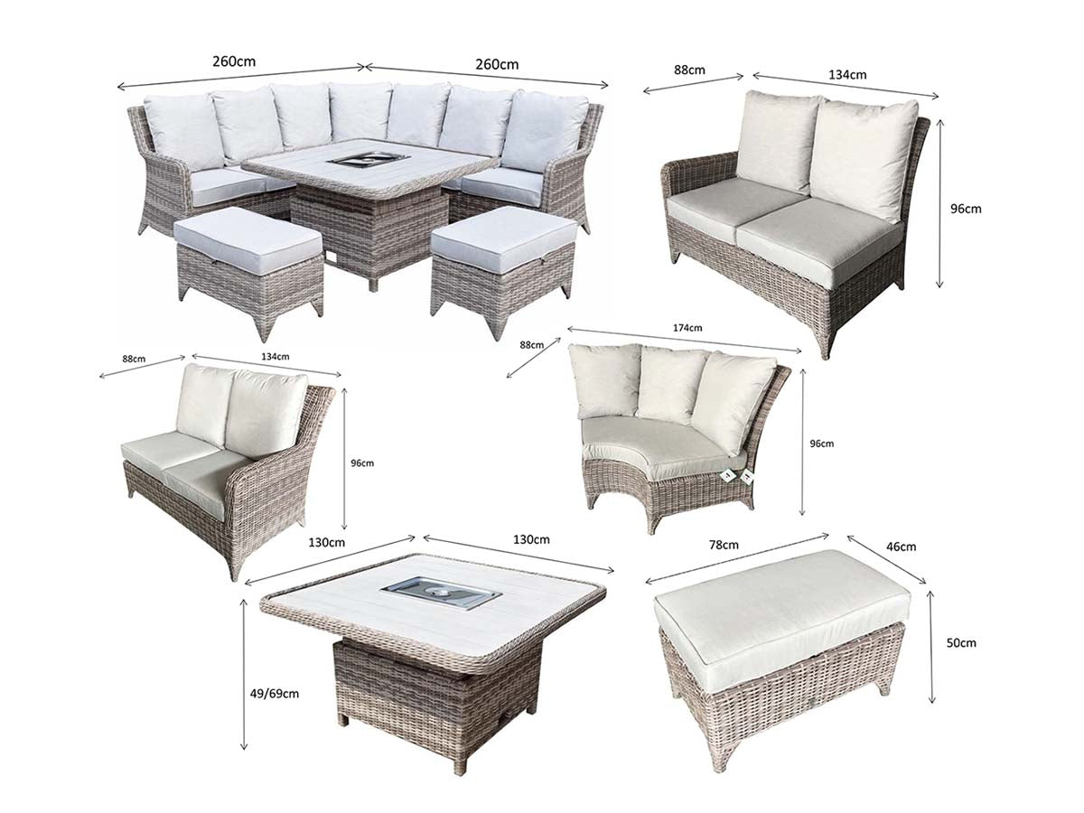 Sarah Corner Dining Sofa with lift table and ice bucket | Sara0392