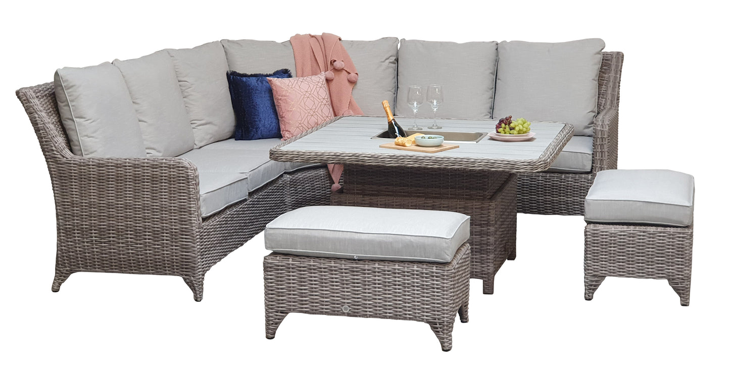 Sarah Corner Dining Sofa with lift table and ice bucket | Sara0392