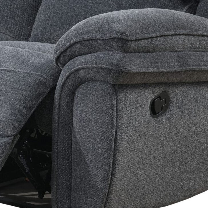 Sasha Manual Recliner 3 + 2 Seater Fabric Sofas in Dark Grey - Homeflair
