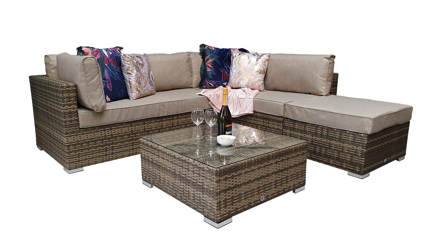 Savannah Rattan Corner Sofa Set in 8mm Brown Weave | Sava0094