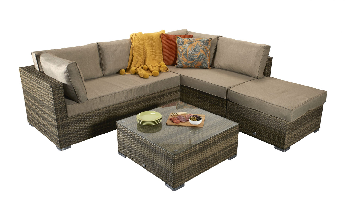 Savannah Rattan Corner Sofa Set in 8mm Brown Weave | Sava0094