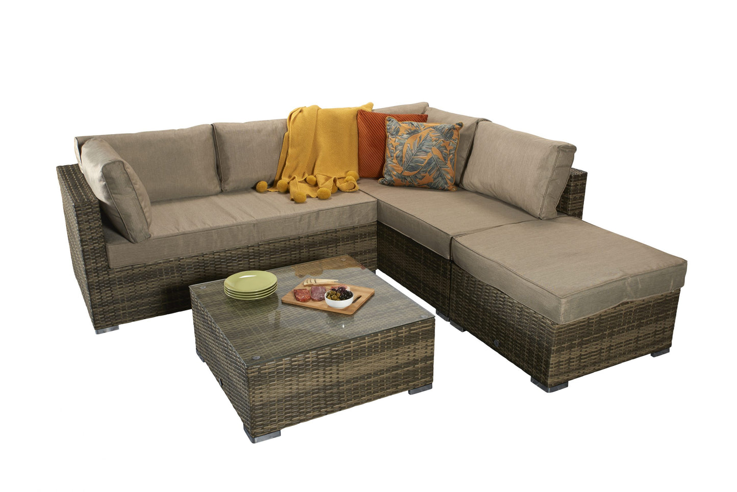 Savannah Rattan Corner Sofa Set in 8mm Brown Weave | Sava0094