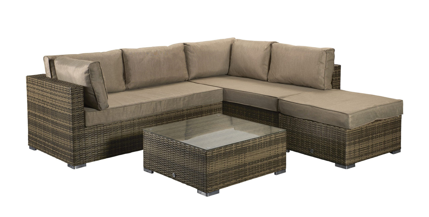 Savannah Rattan Corner Sofa Set in 8mm Brown Weave | Sava0094