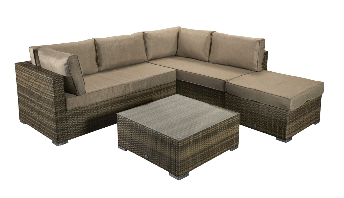 Savannah Rattan Corner Sofa Set in 8mm Brown Weave | Sava0094
