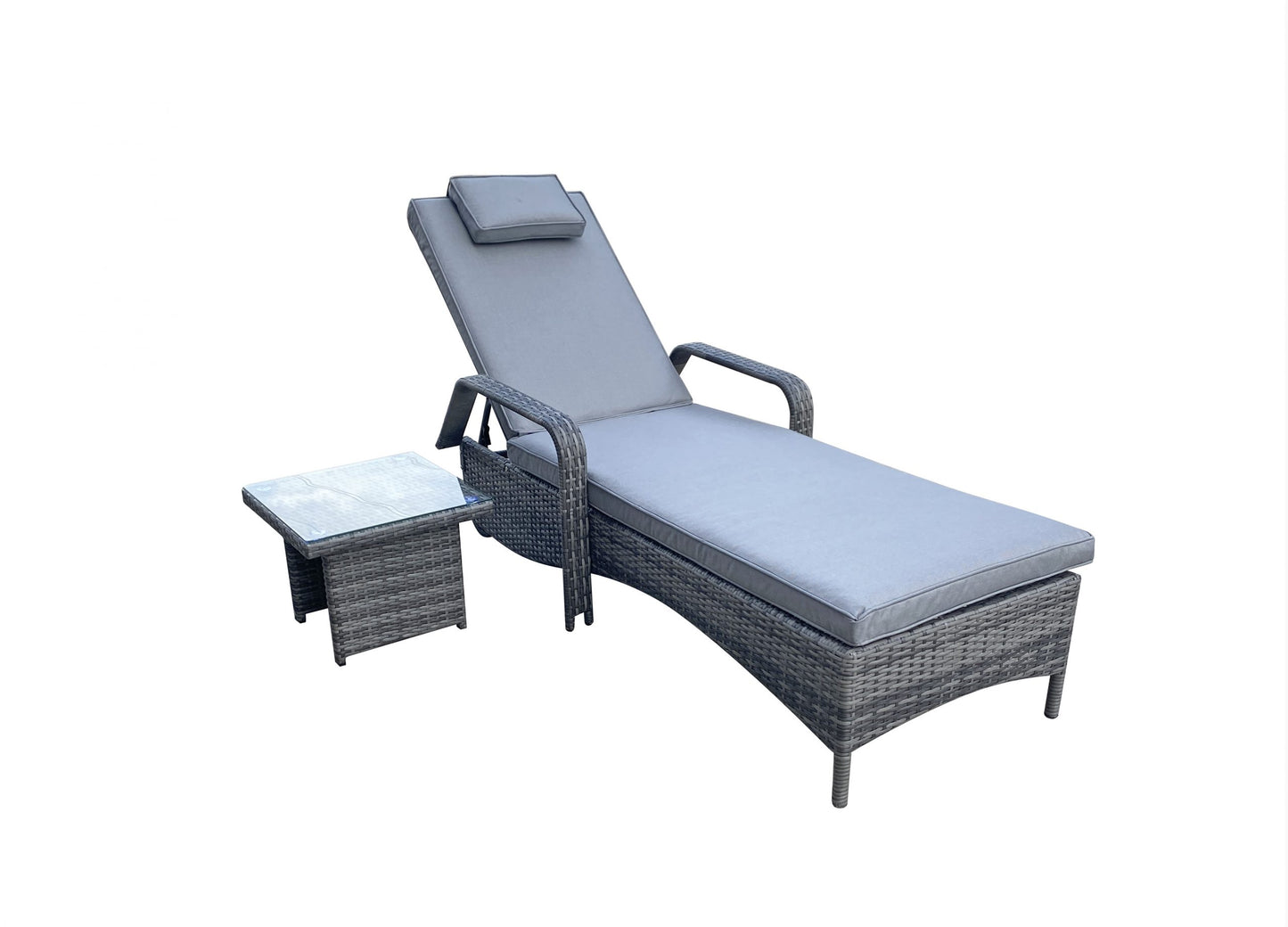 Rattan Single Sun lounger with drinks table | Savannah | Sava0404