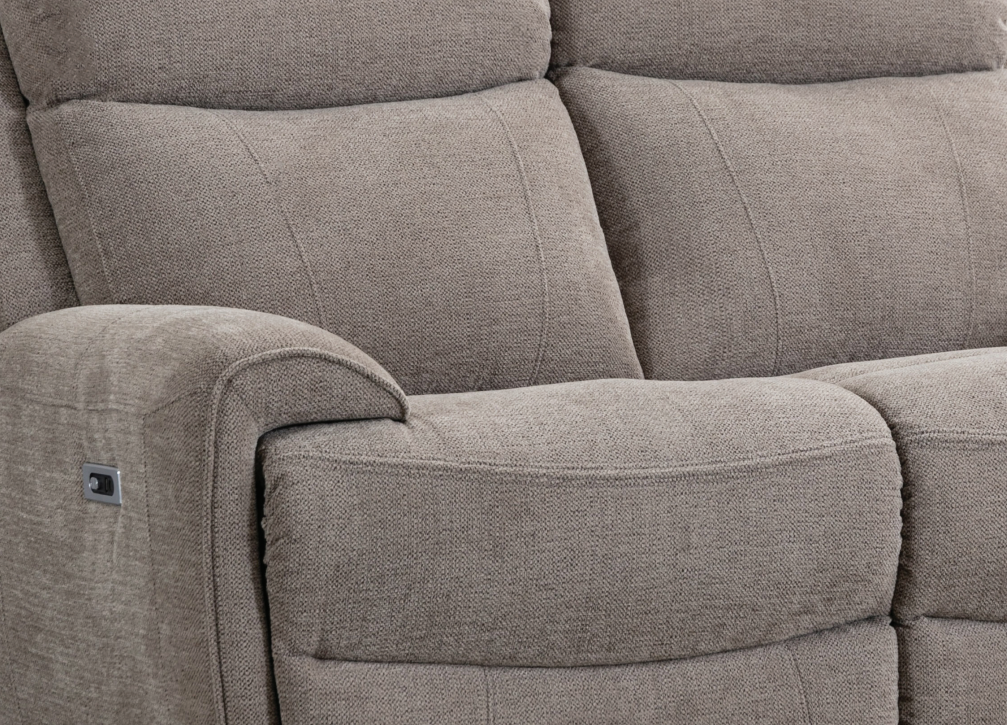 Sofia Electric Recliner 3 + 2 Seater Sofas in Oatmeal Brown - Homeflair