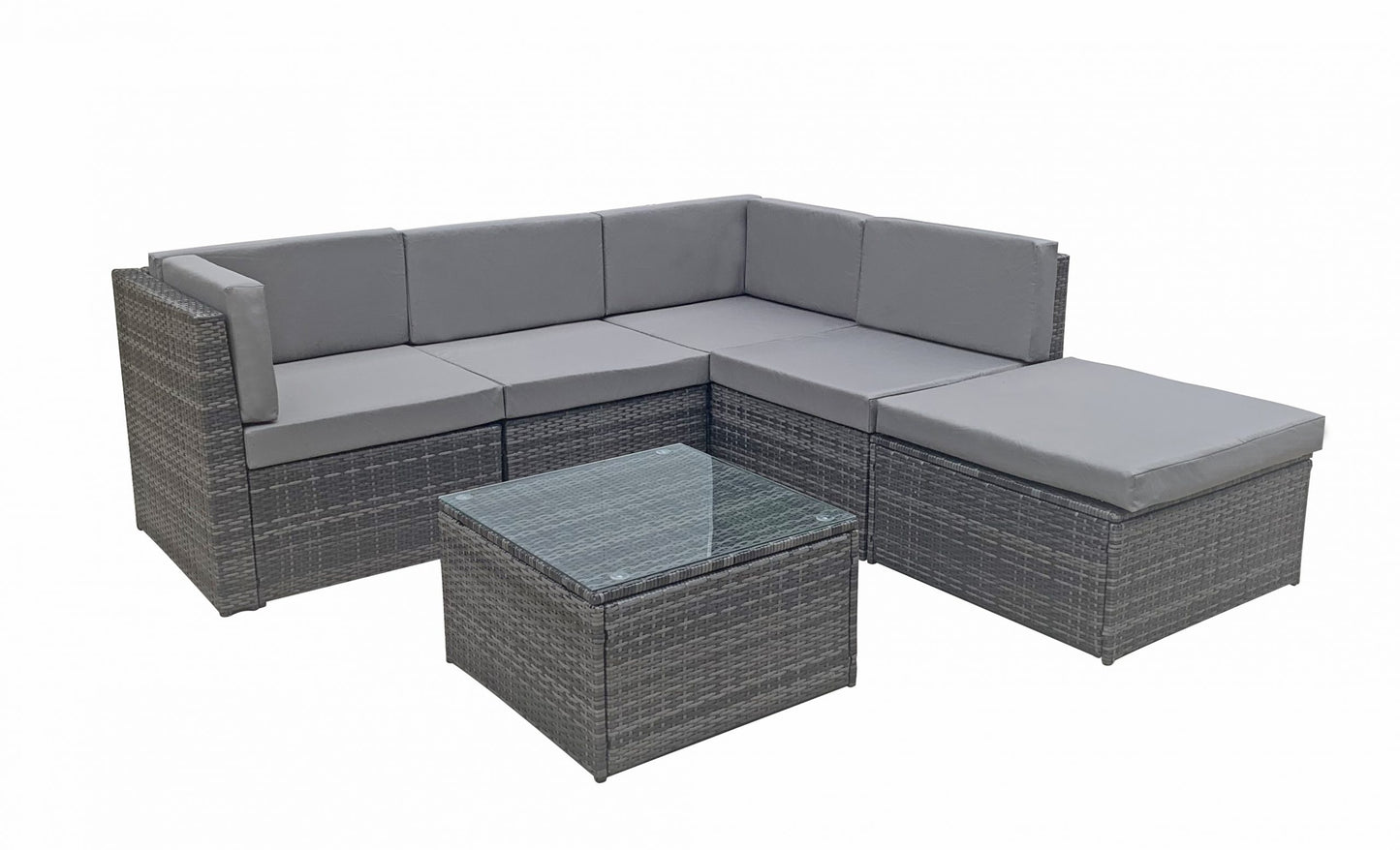 Rattan Stella Modular Corner Sofa + Table Grey | Stell0333
