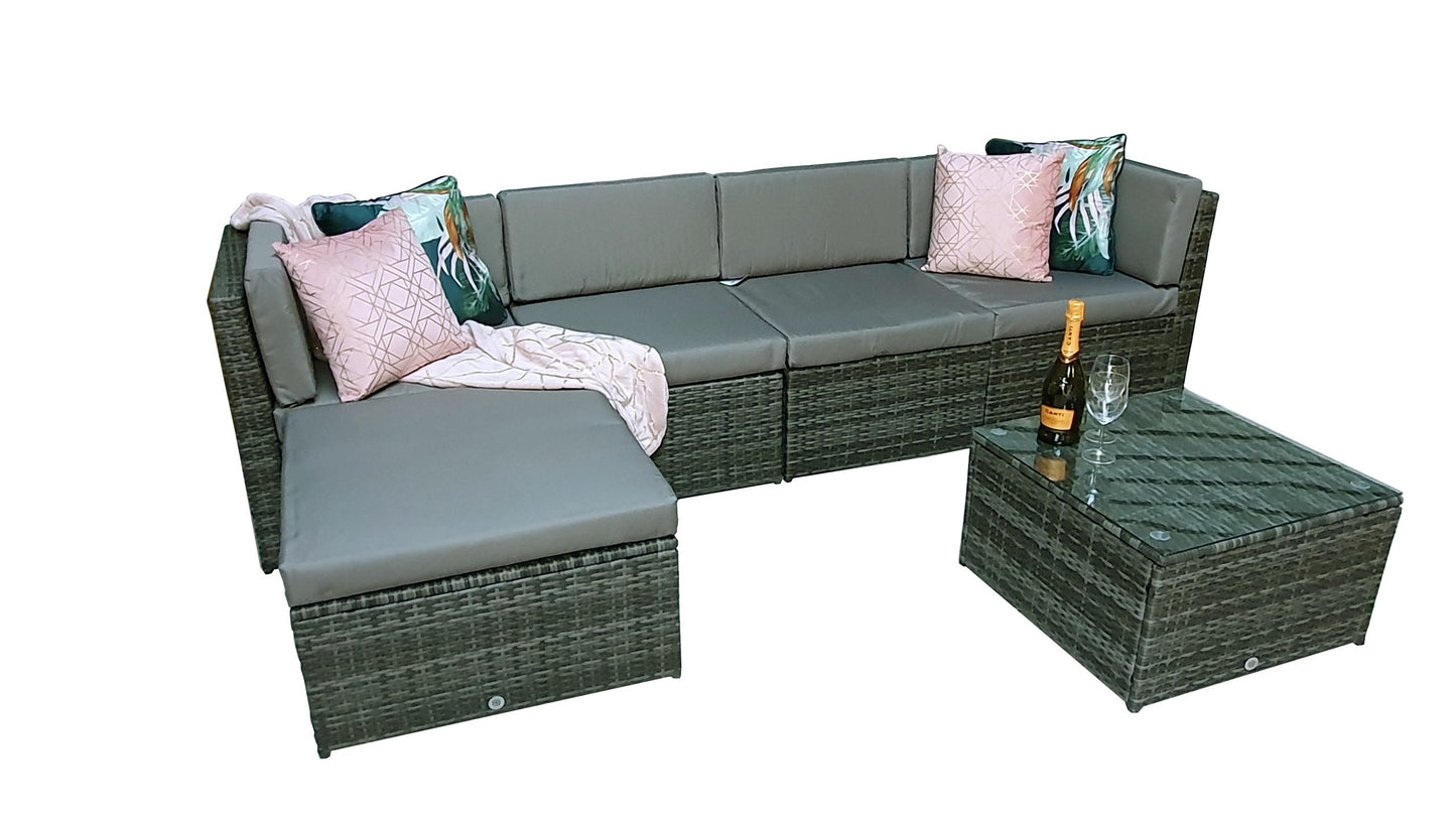 Rattan Stella Modular Corner Sofa + Table Grey | Stell0333