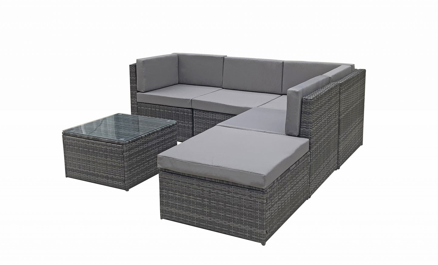 Rattan Stella Modular Corner Sofa + Table Grey | Stell0333
