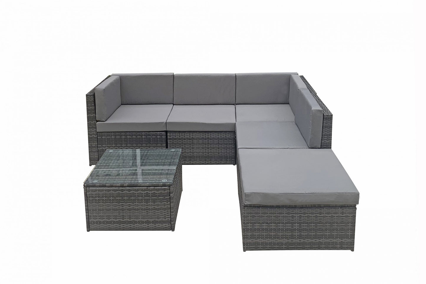 Rattan Stella Modular Corner Sofa + Table Grey | Stell0333