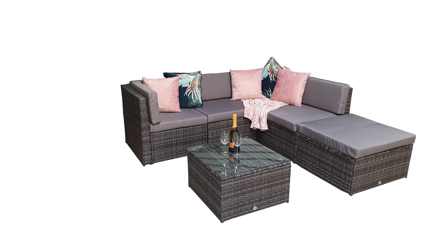 Rattan Stella Modular Corner Sofa + Table Grey | Stell0333