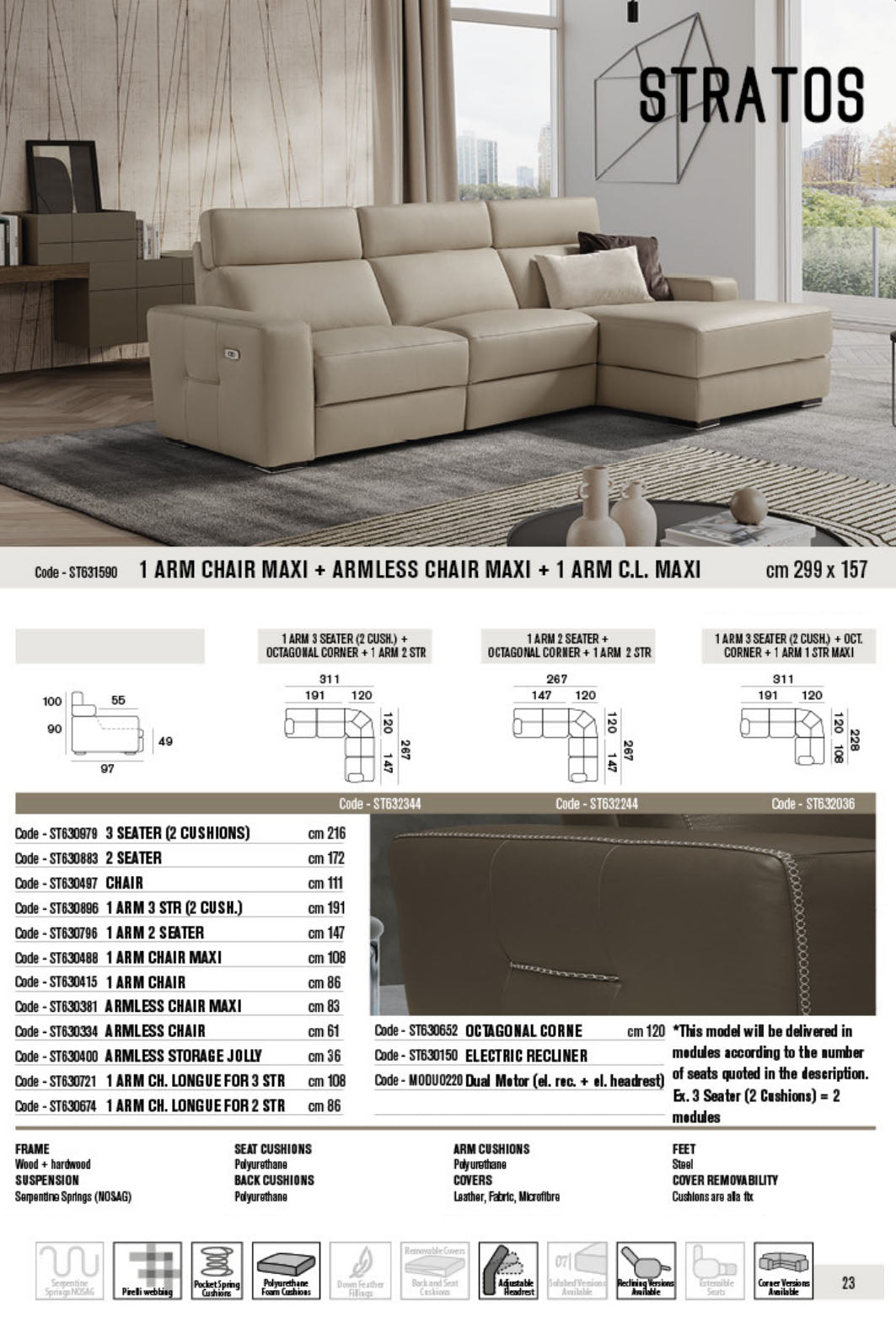 Modular Stratos Leather Sofa Collection | Newtrend Concepts Italia