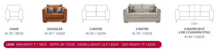 Red Rose Leon Sofa Range