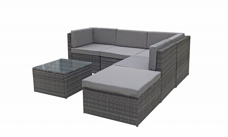 Rattan Stella Modular Corner Sofa + Table Grey | Stell0333