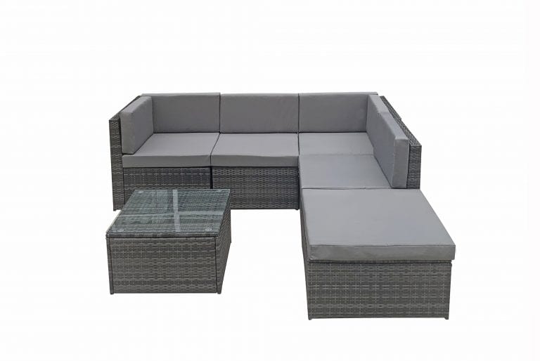 Rattan Stella Modular Corner Sofa + Table Grey | Stell0333