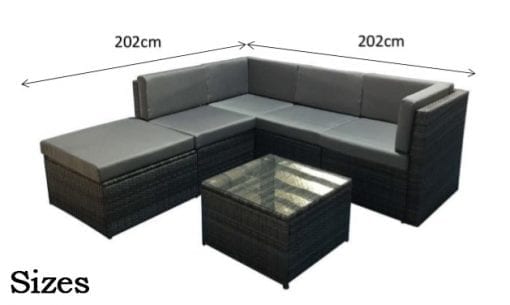 Rattan Stella Modular Corner Sofa + Table Grey | Stell0333