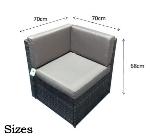 Rattan Stella Modular Corner Sofa + Table Grey | Stell0333