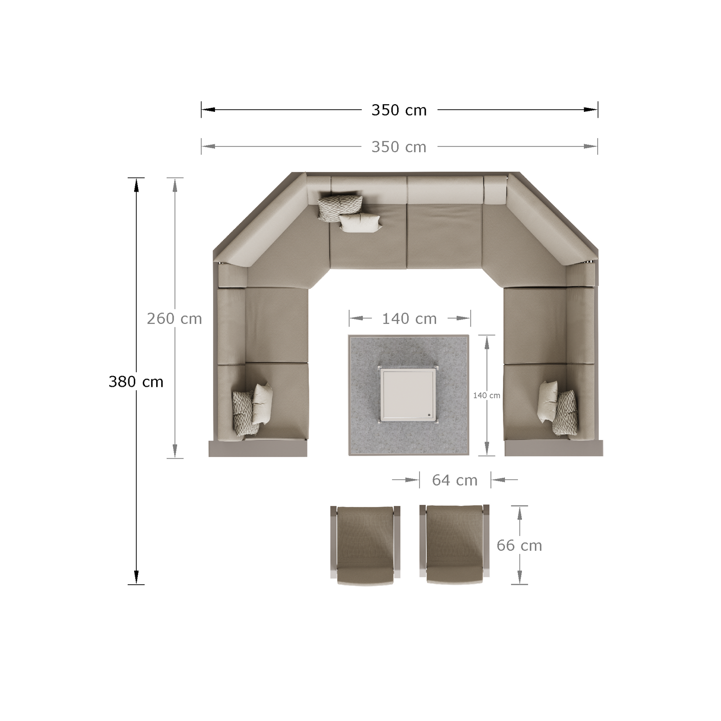 Signture Weave - Venus U shape with two dining chairs + gas firepit table | VENU0464