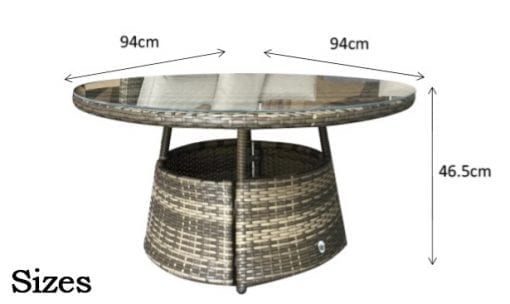 Rattan Juliet Half Moon + Middle Table Dining Set in Grey | Juli0006