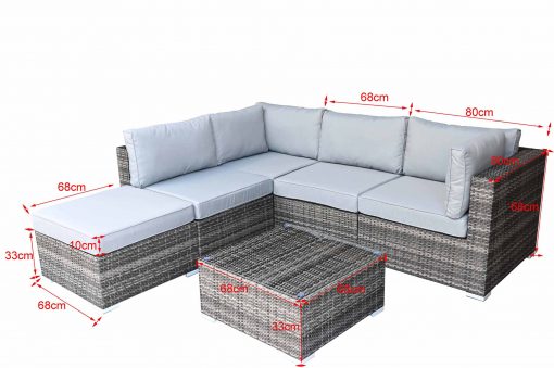 Rattan Grey Modular Corner Sofa Set | Heritage | Heri132G - Homeflair