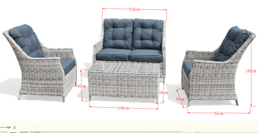 Rattan Eton White 2 Seater Sofa + 2 chairs and Table Set | Eton017G - Homeflair