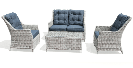 Rattan Eton White 2 Seater Sofa + 2 chairs and Table Set | Eton017G - Homeflair