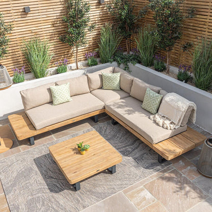 Homeflair -  Bali Wood Platform Corner Sofa Set
