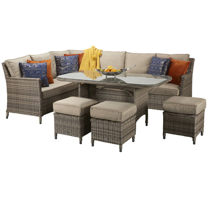 Rattan Corner Dining Sofa in Nature | Edwina | Edwi0107