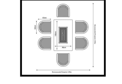 Aspen 6 Seater 150x90cm Fire Pit Set with Aspen Chairs