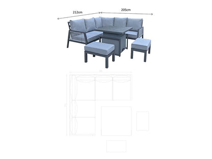 Signature Weave - BETTINA corner dining gas firepit set| BETT0361_LISB0476