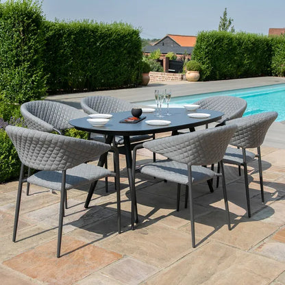 Outdoor Fabric Pebble 8 Seat Rectangular Dining Set