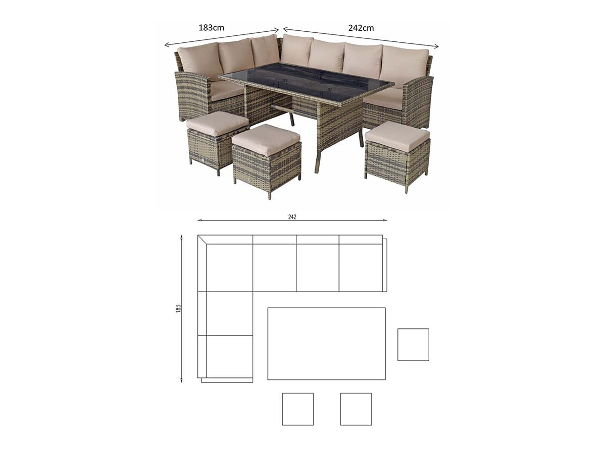 Signature Weave - Charlotte Firepit Corner Dining Set | CHAR0156_VIEN0432