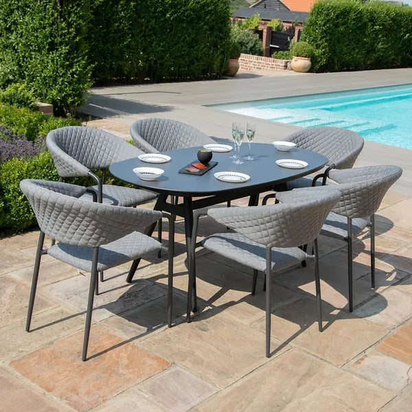Outdoor Fabric Pebble 8 Seat Rectangular Dining Set