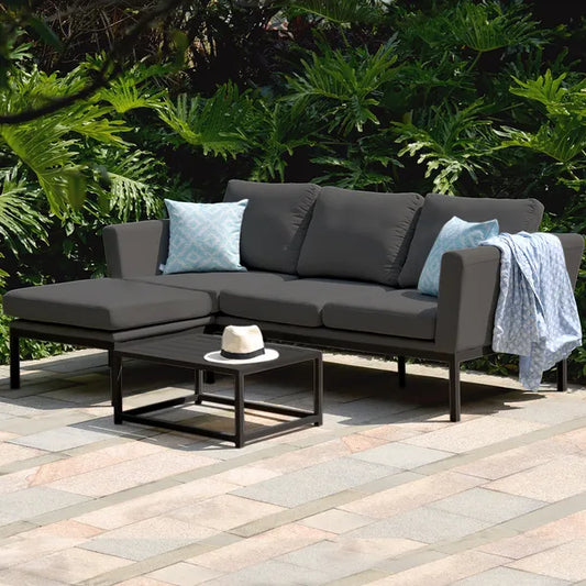 Outdoor Fabric Pulse Chaise Sofa Set - Charcoal