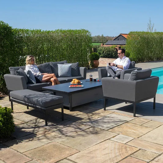 Outdoor Fabric Pulse 3 Seat Sofa Set with Rising Table - Flanelle