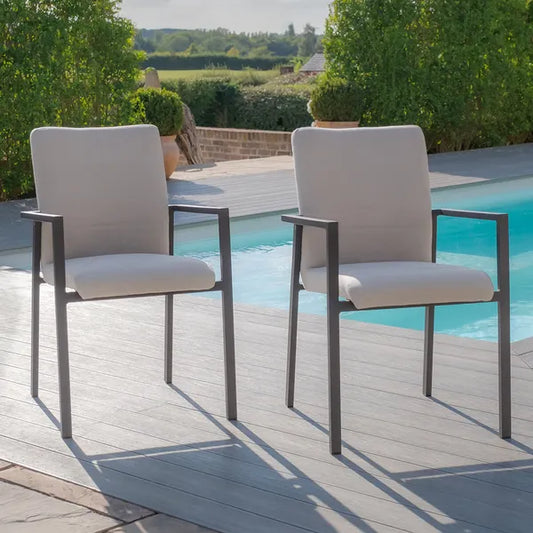 Outdoor Fabric Pair of Ibiza Dining Chairs - Oatmeal