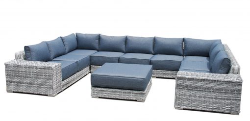 Rattan Malibu Grey Large U Shape Luxury Corner Sofa Set