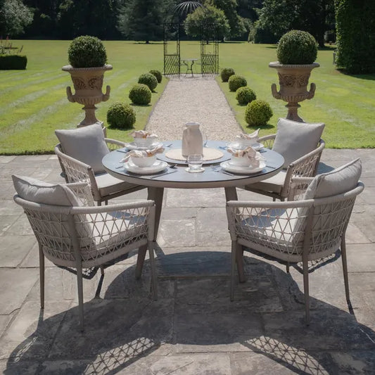Monaco Rope Weave 4 Seat Round Dining Set