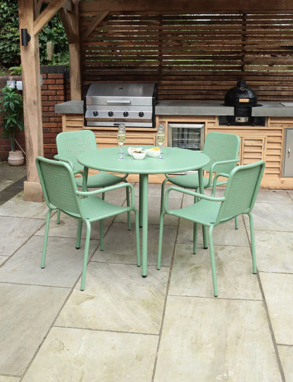 Porto 4 Seater Round Dining Set in Olive