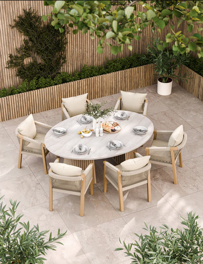 Saturn 6 Seater Ellipse D Conical Dining Set with Roma Dining Chairs