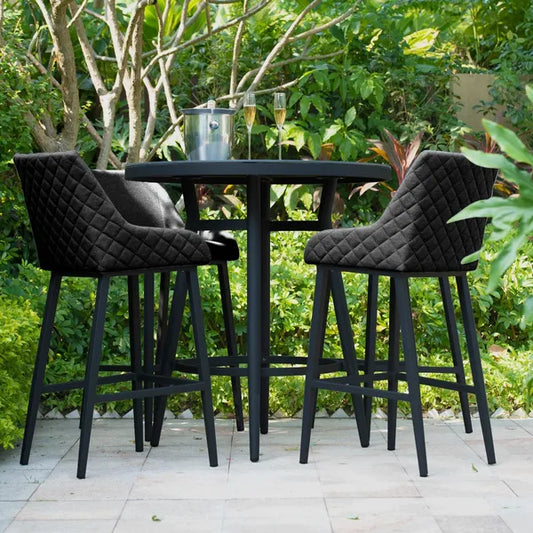 Outdoor Fabric Regal 4 Seat Round Bar Set - Charcoal