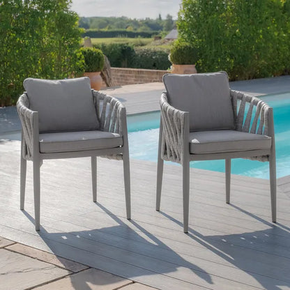 Milan Rope Weave Pair of Dining Chairs - Charcoal