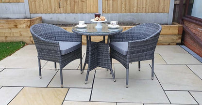Rattan Grey Bistro Set with 2 Stacking Chairs | Emil0192_Emil0208