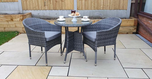 Rattan Grey Bistro Set with 2 Stacking Chairs | Emil0192_Emil0208
