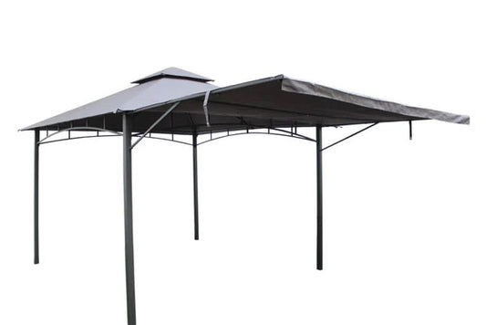 Algarve 3.3×3.3m + 2.1m Awning Grey Gazebo | ALGGAZ3.3X3.3-GREY | AMIR