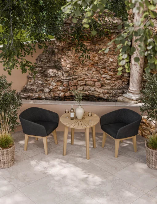 Roma 2 Seater Round Sunray Bistro Set with Eden Night Dining Chairs