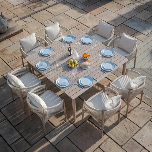 Havana Rope Weave 8 Seat Square Dining Set