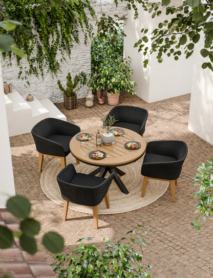 Tuscany 4 Seater Round Dining Set with Eden Night Dining Chairs