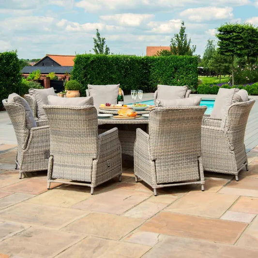 Cotswold Reclining 8 Seat Round Rattan Dining Set
