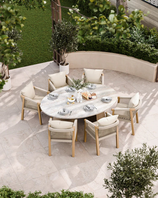 Jupiter 6 Seater Ellipse D Conical Dining Set with Roma Dining Chairs